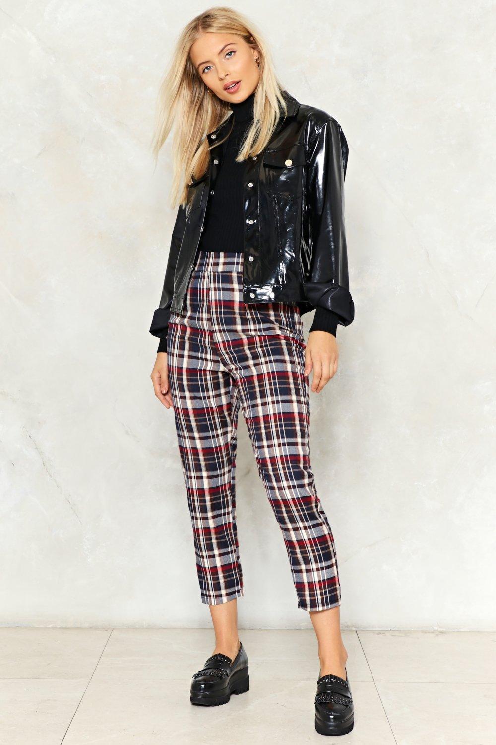 high waisted checkered jeans