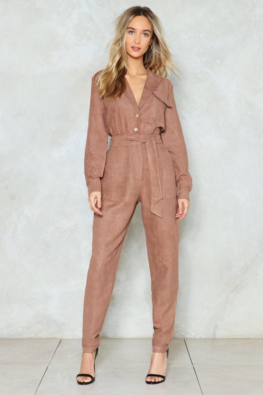 faux suede jumpsuit