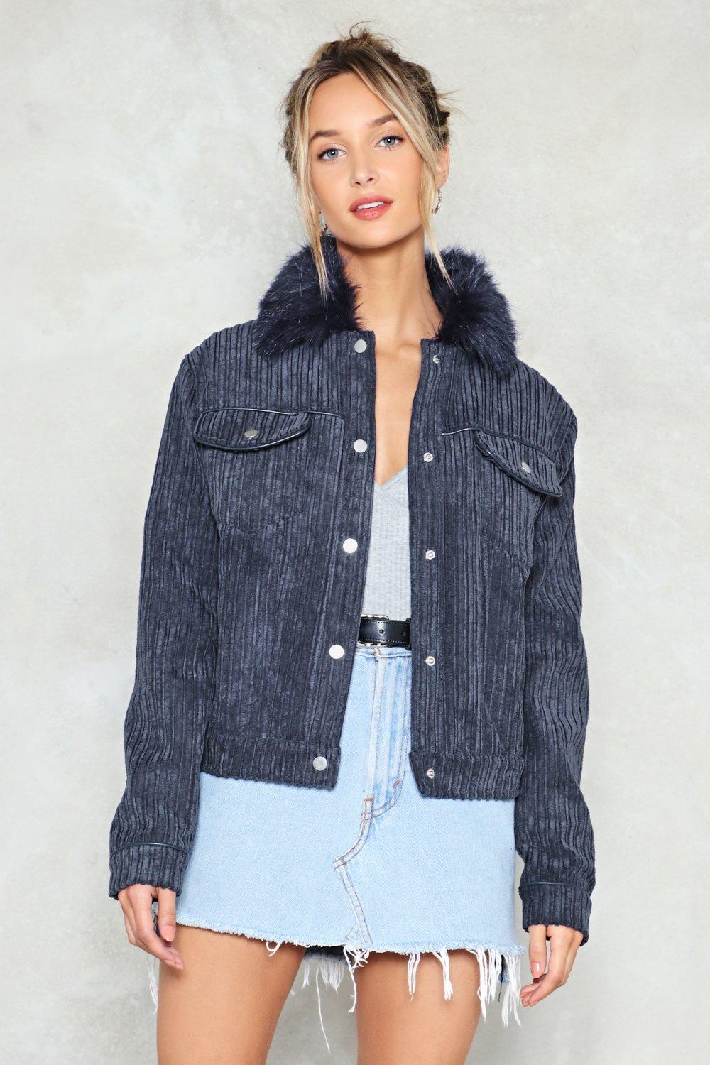 corduroy faux fur jacket