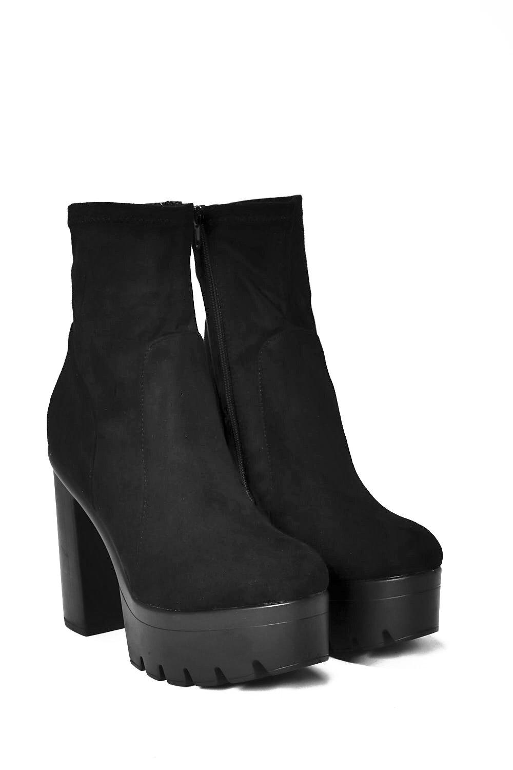 black platform sock boots