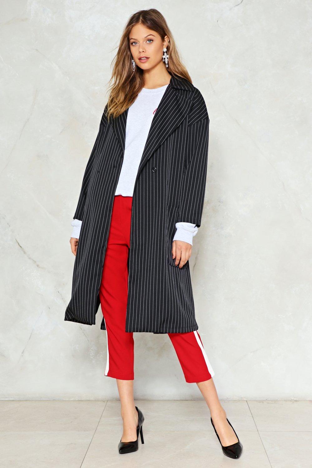 pinstripe overcoat