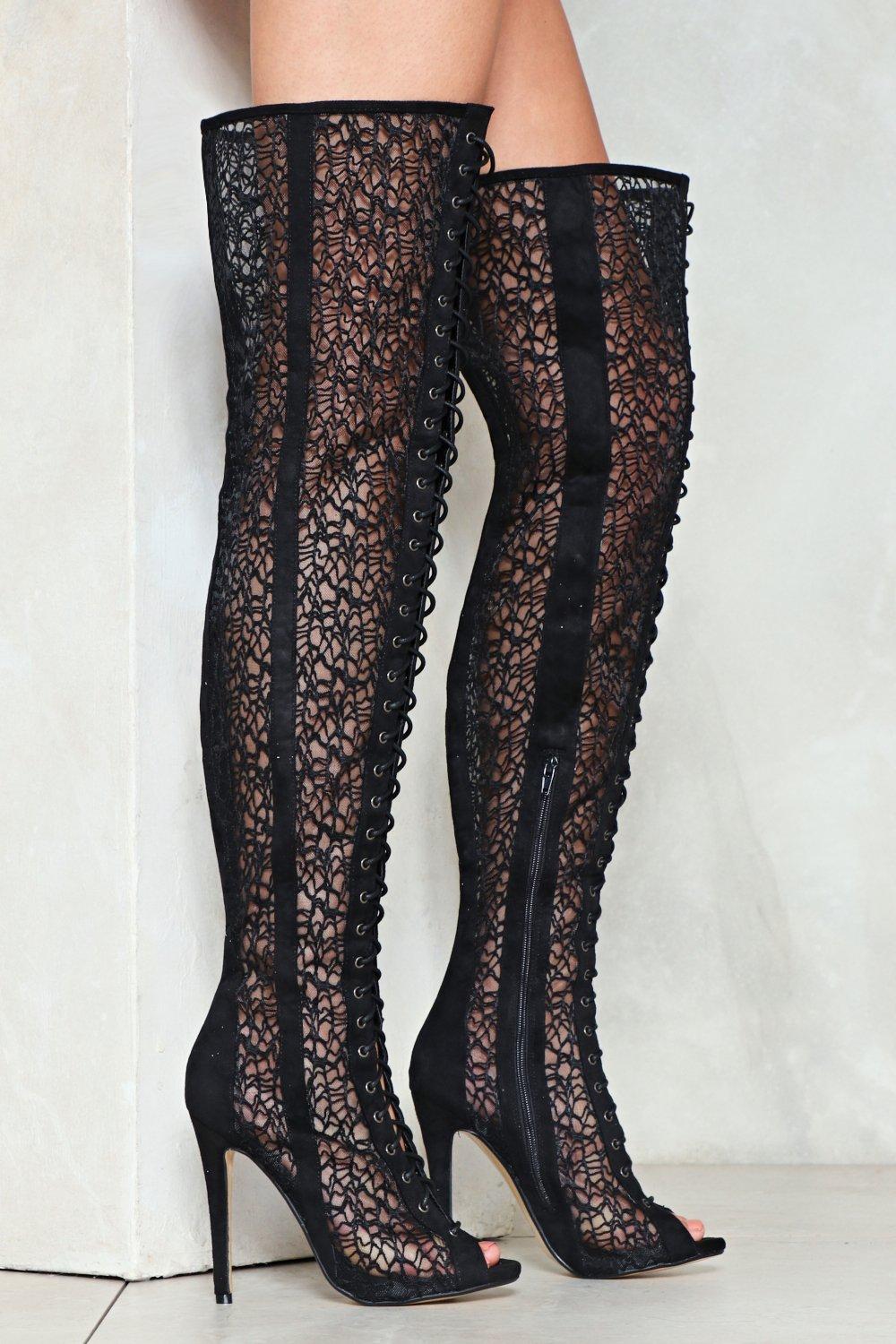 lace thigh high boots