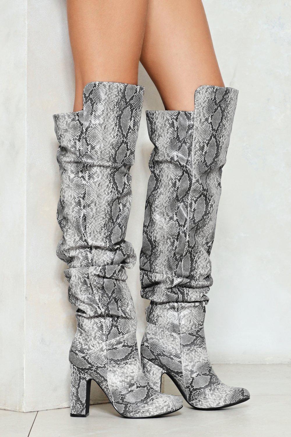 slouchy knee high leather boots