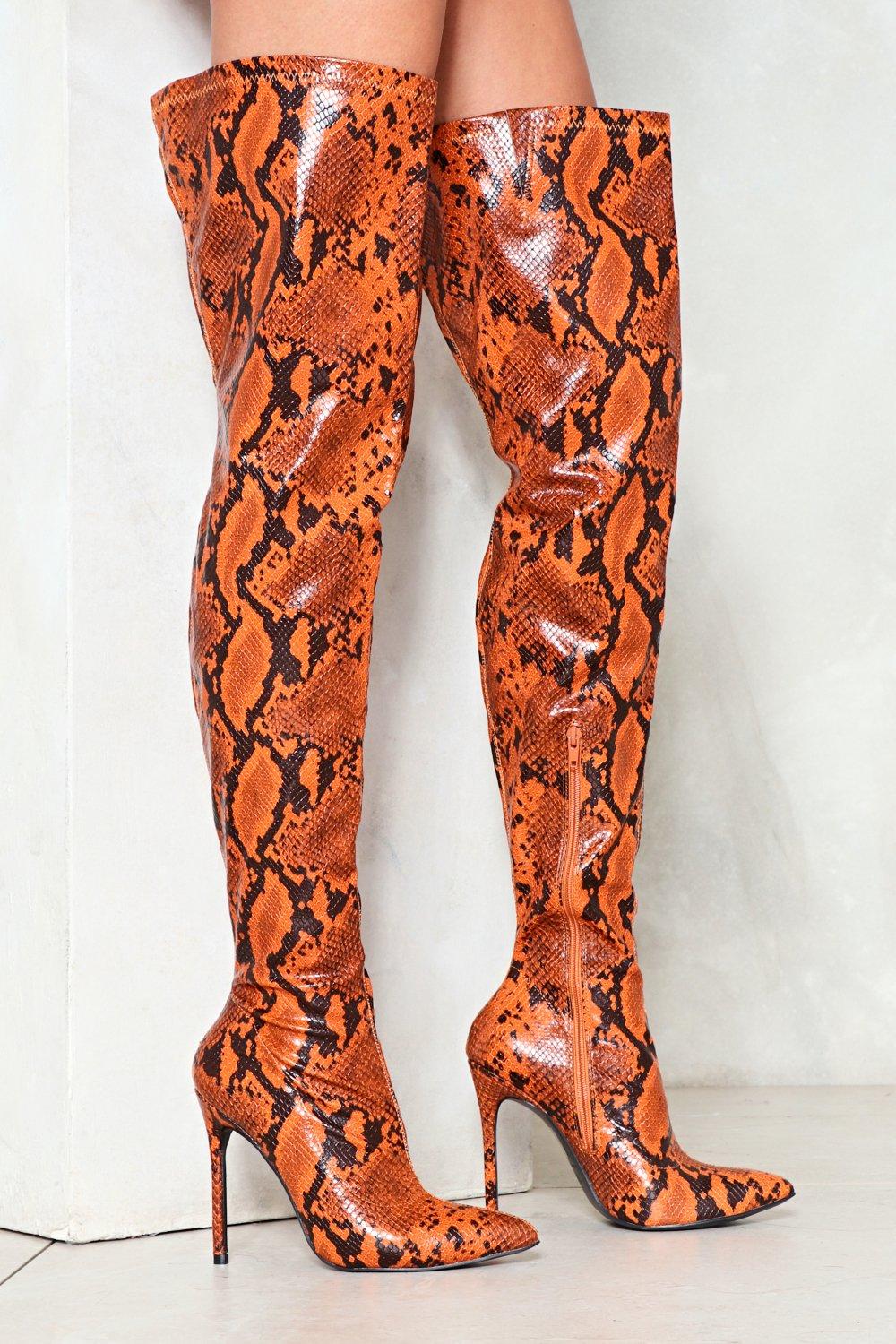 orange over the knee boots