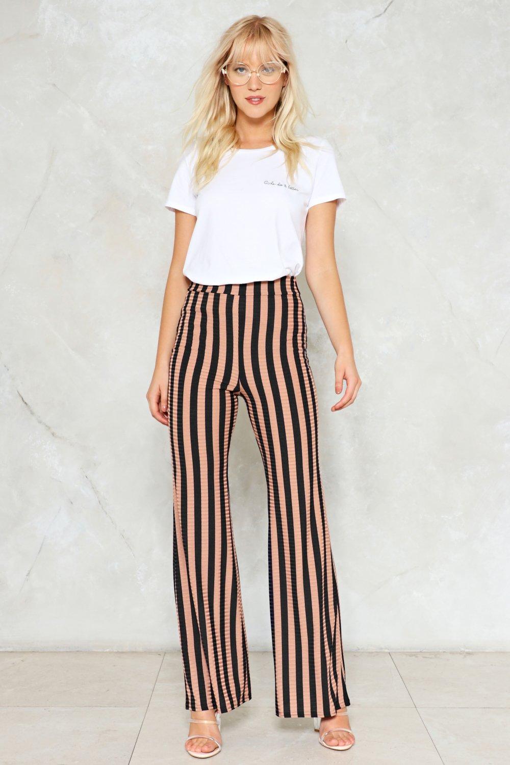 black pants with white stripes