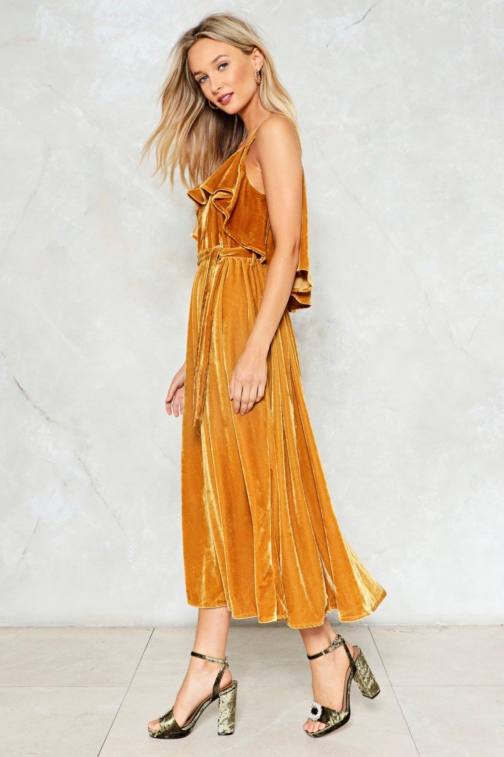 velvet dress yellow