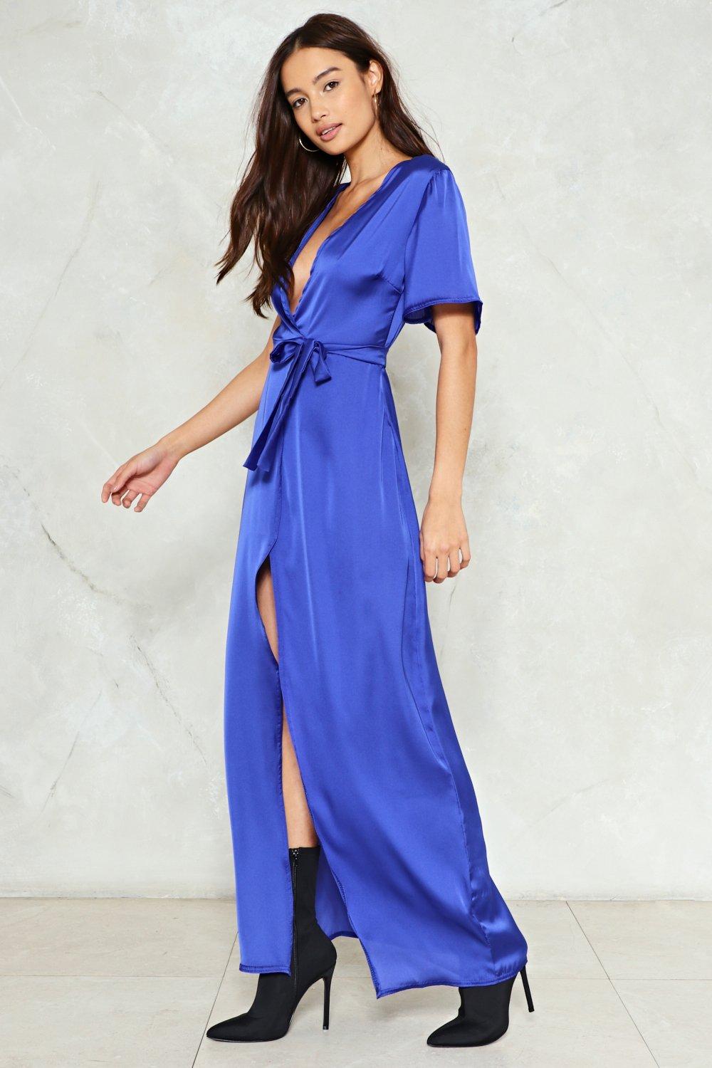 cobalt satin dress