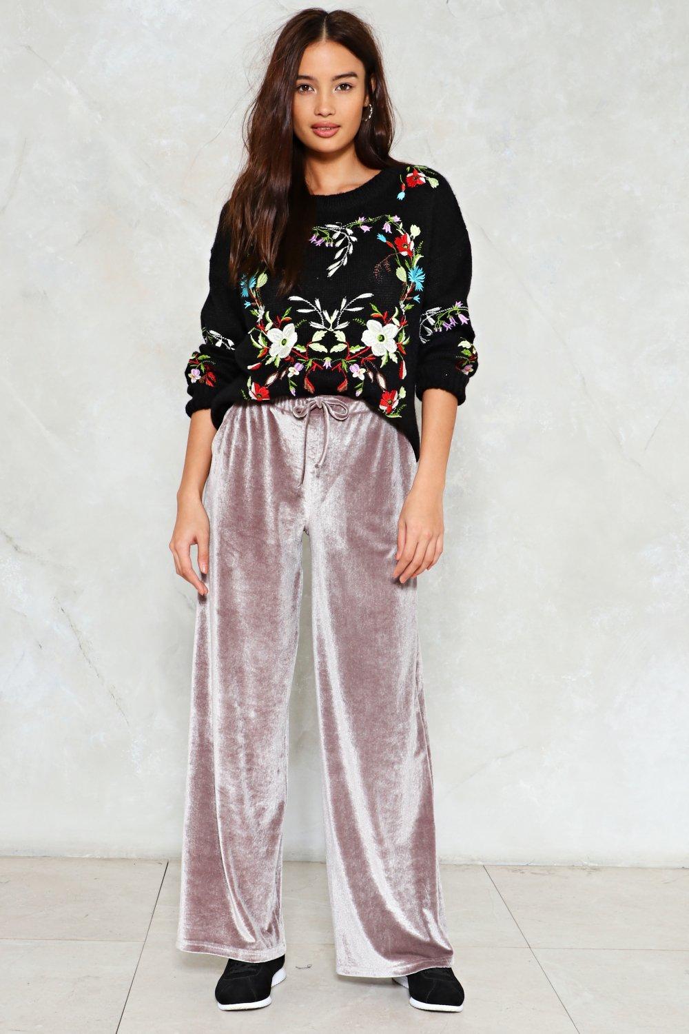 grey velvet pants