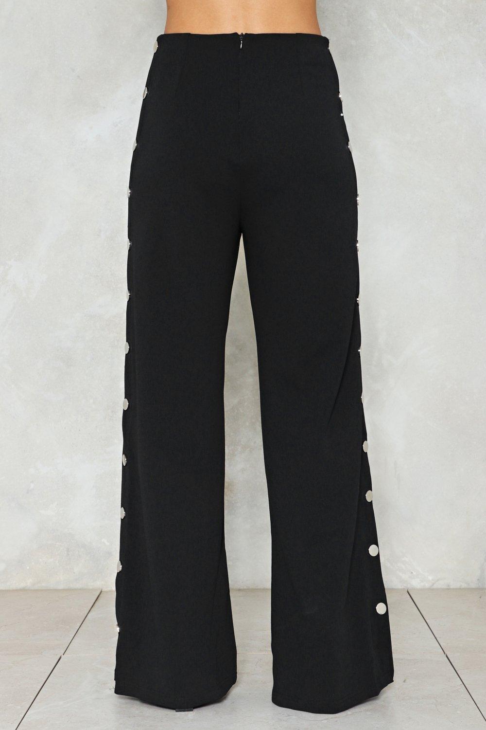 black snap pants