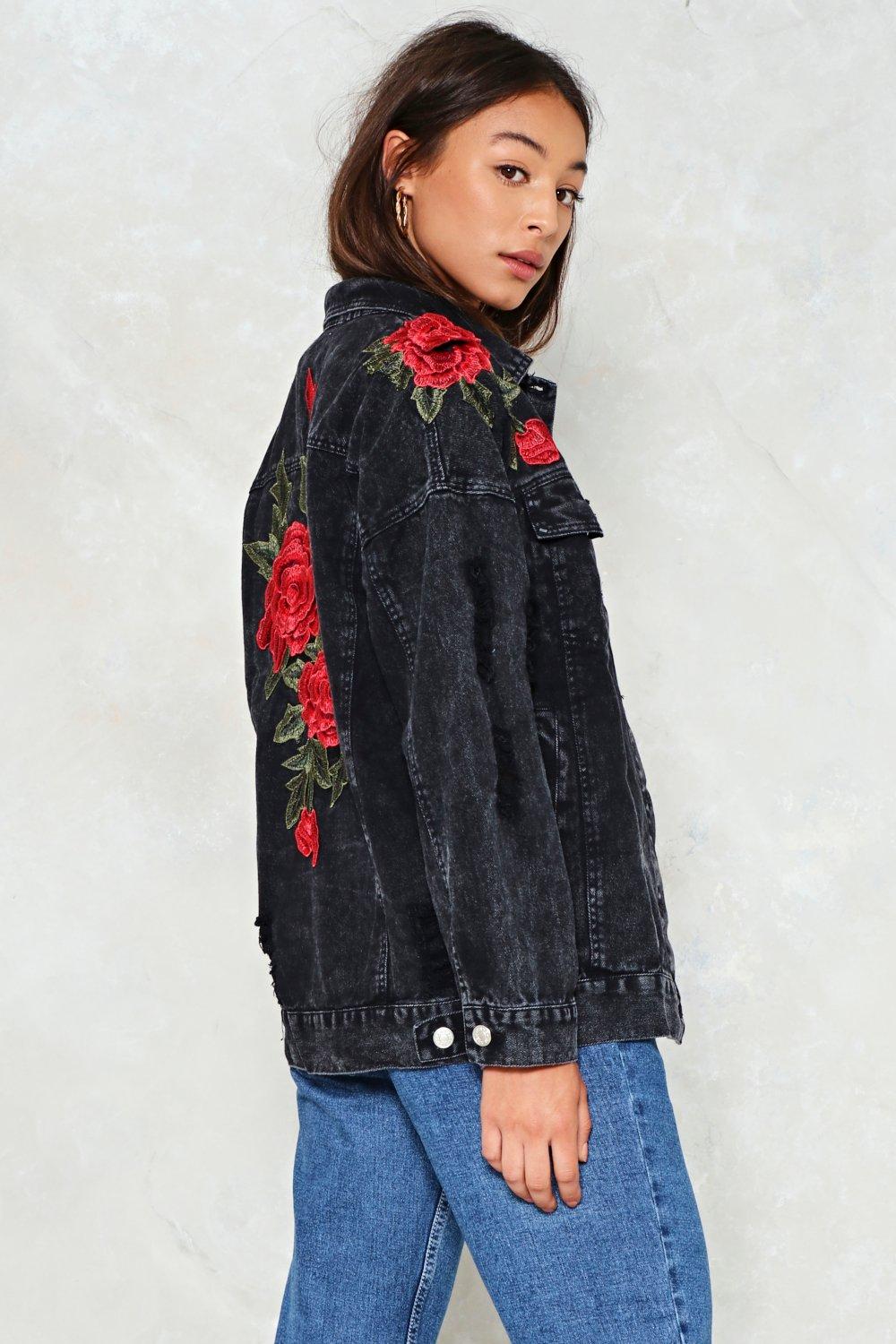 flower denim jacket