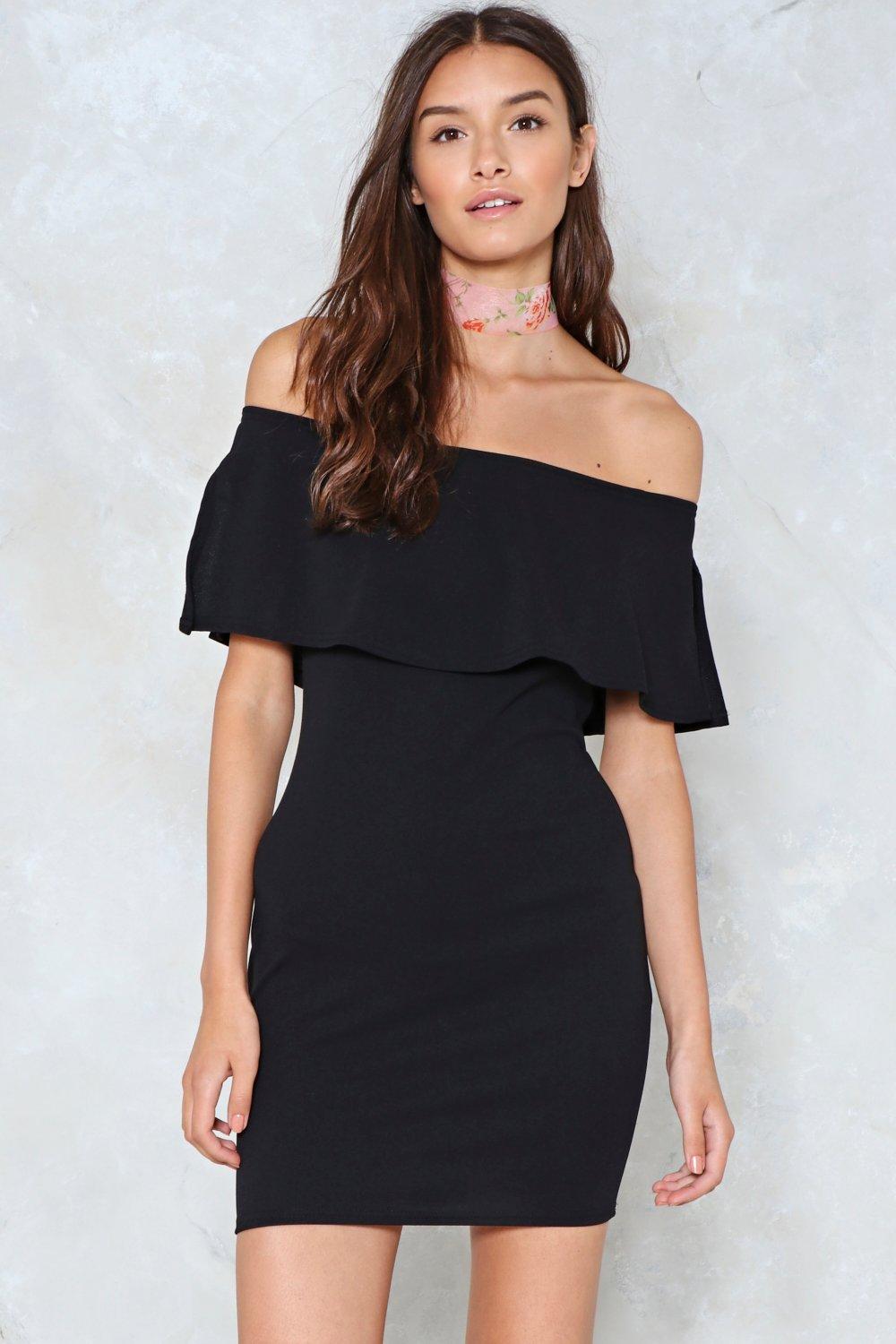 black over the shoulder dress