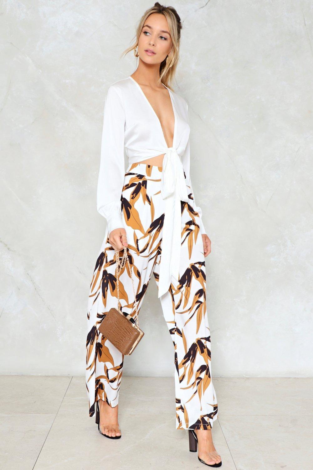 white floral pants