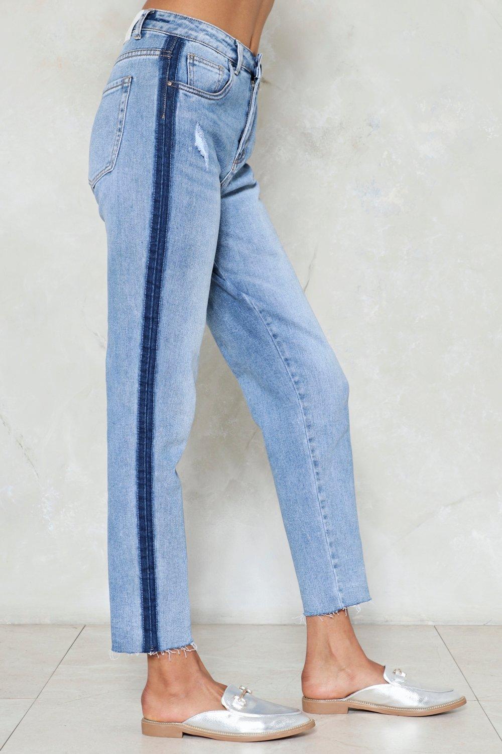 jeans with blue stripe