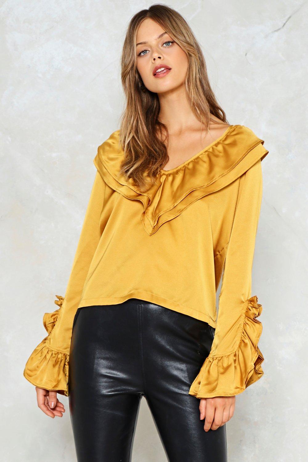 satin ruffle top