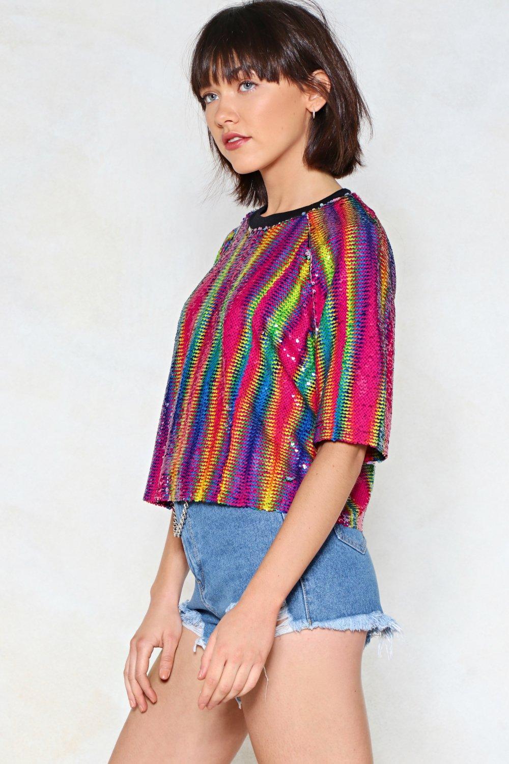 rainbow sequin top plus size