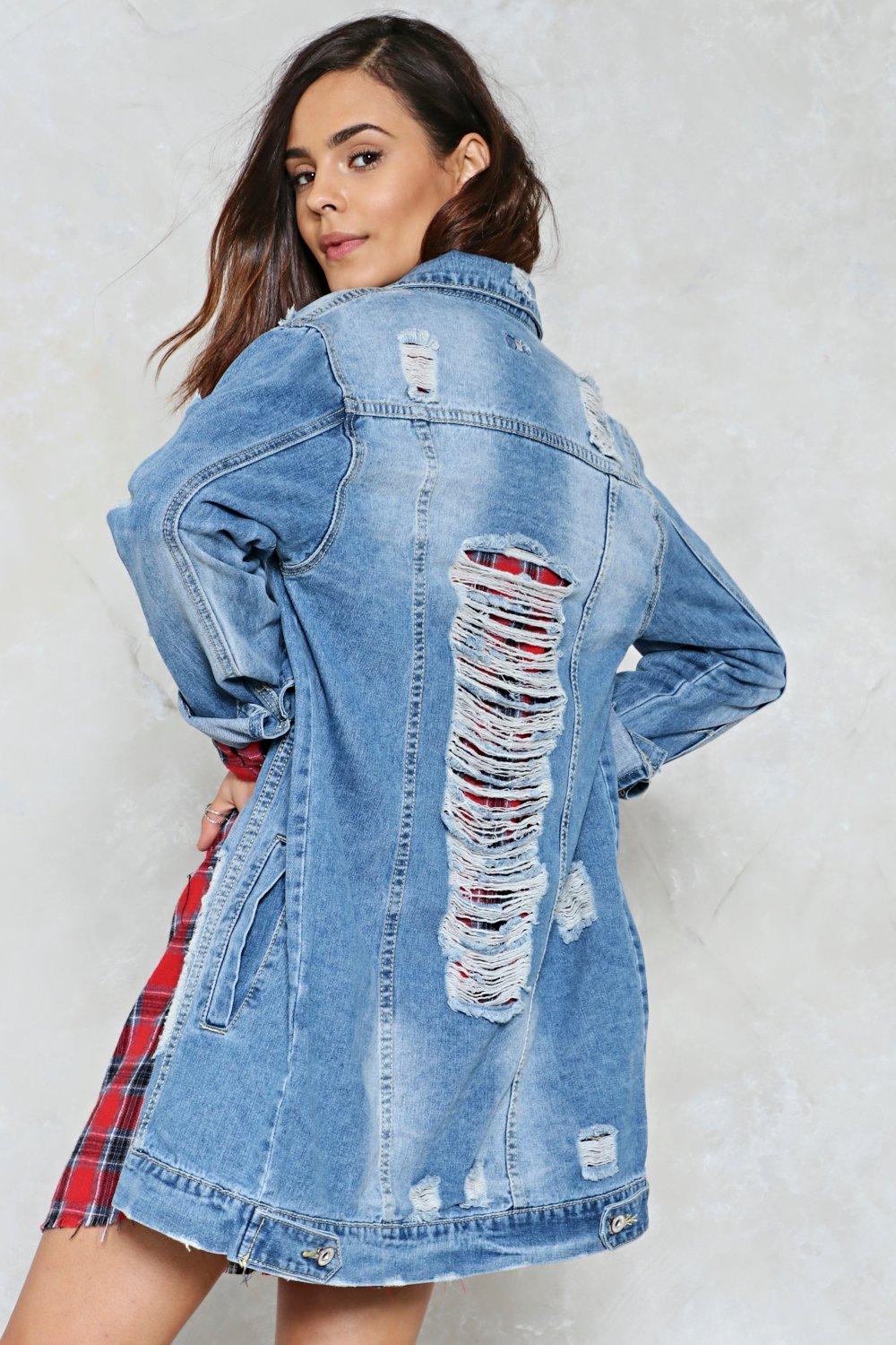 extreme distressed denim jacket