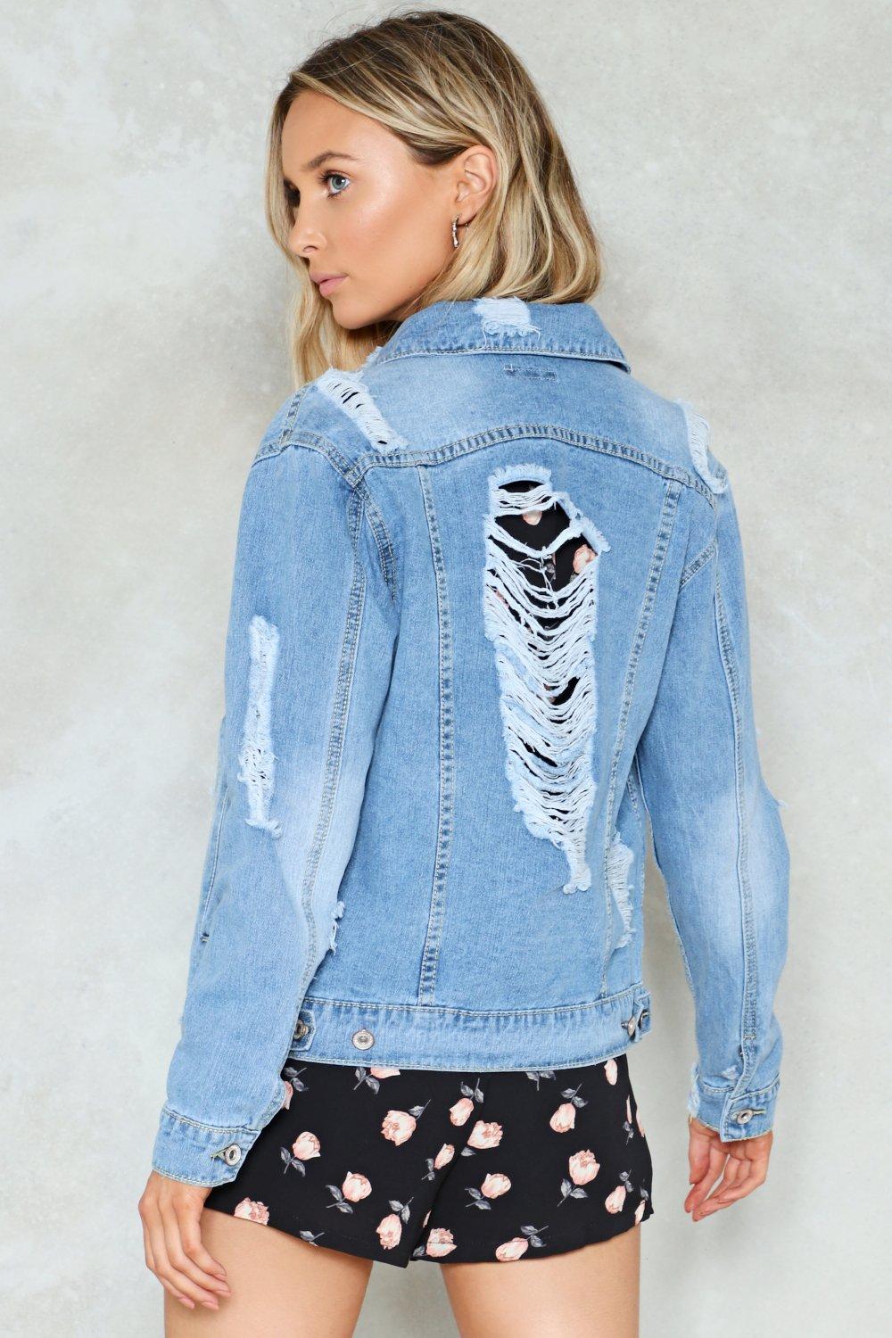 distressed back denim jacket