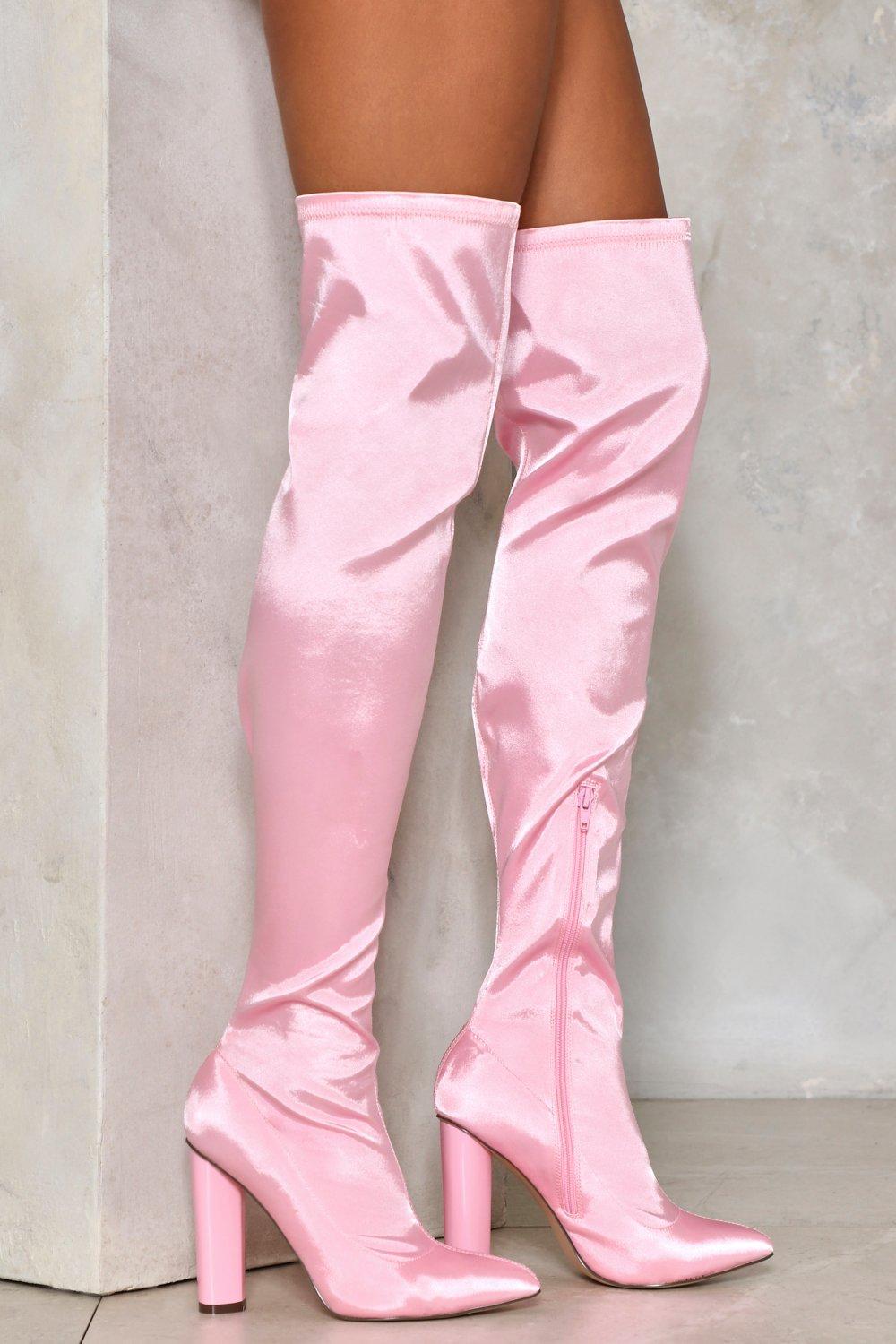 over the knee boots pink