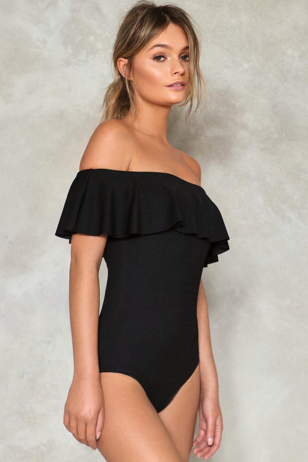 black off the shoulder bodysuit