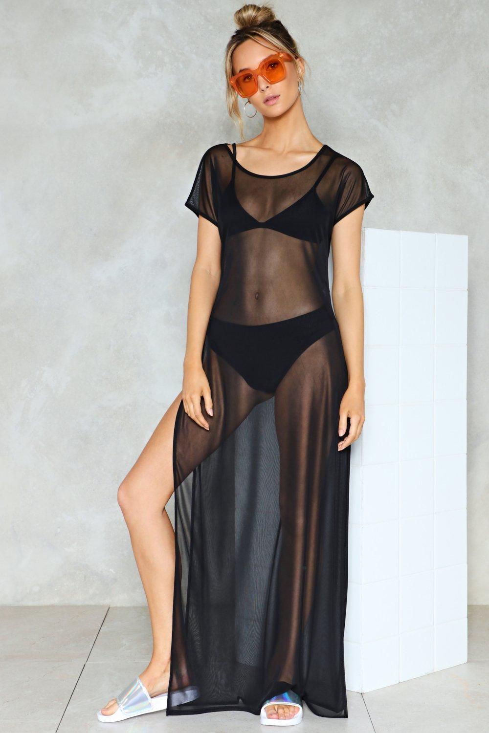 black mesh cover up dress