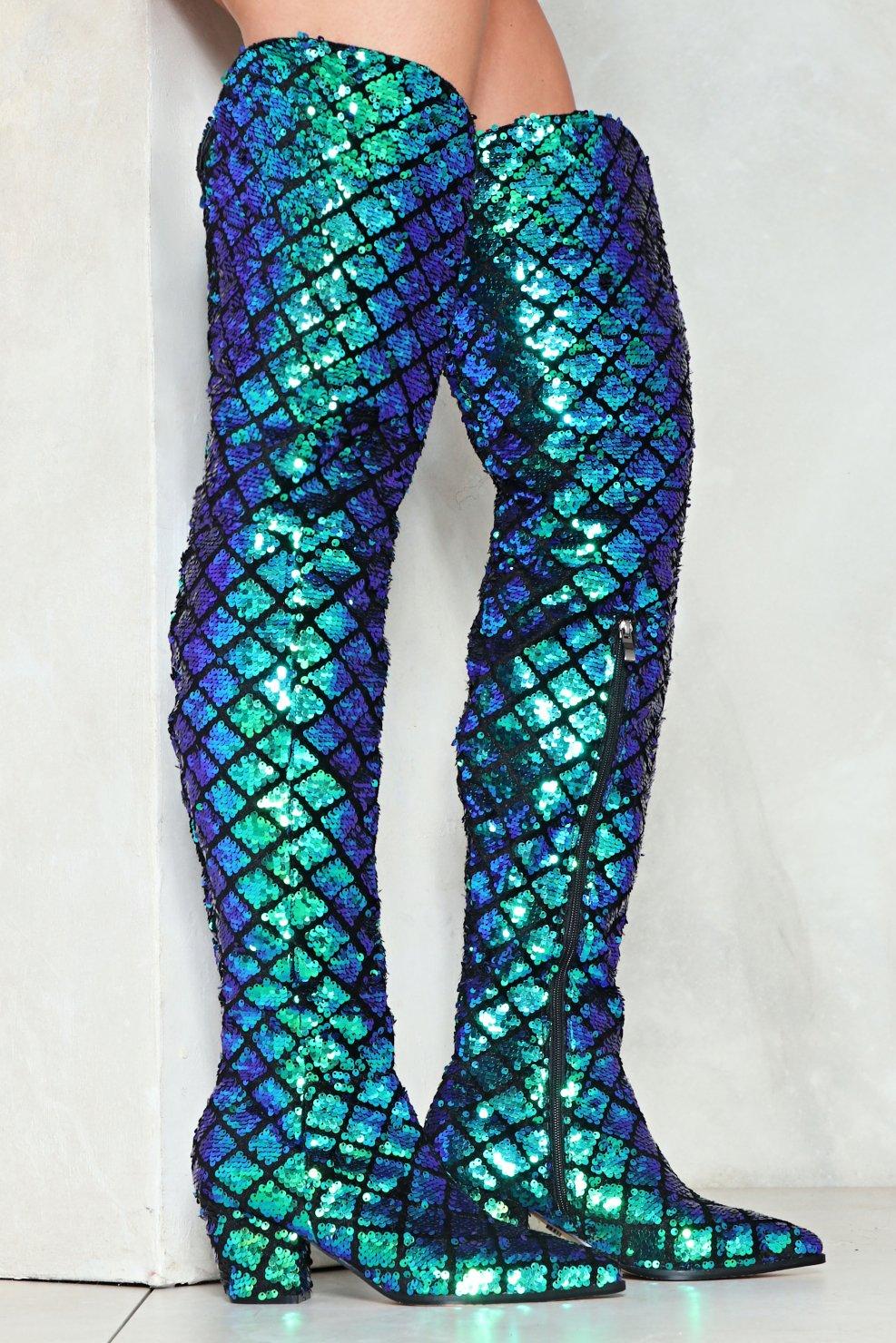 sparkly knee high boots