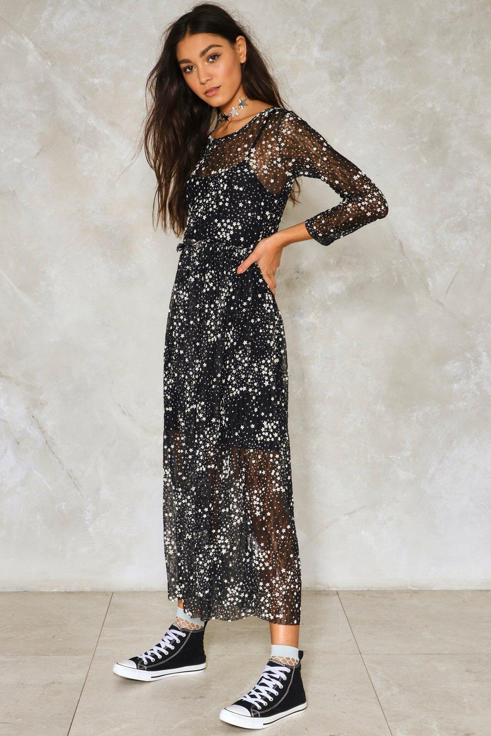 starry mesh dress