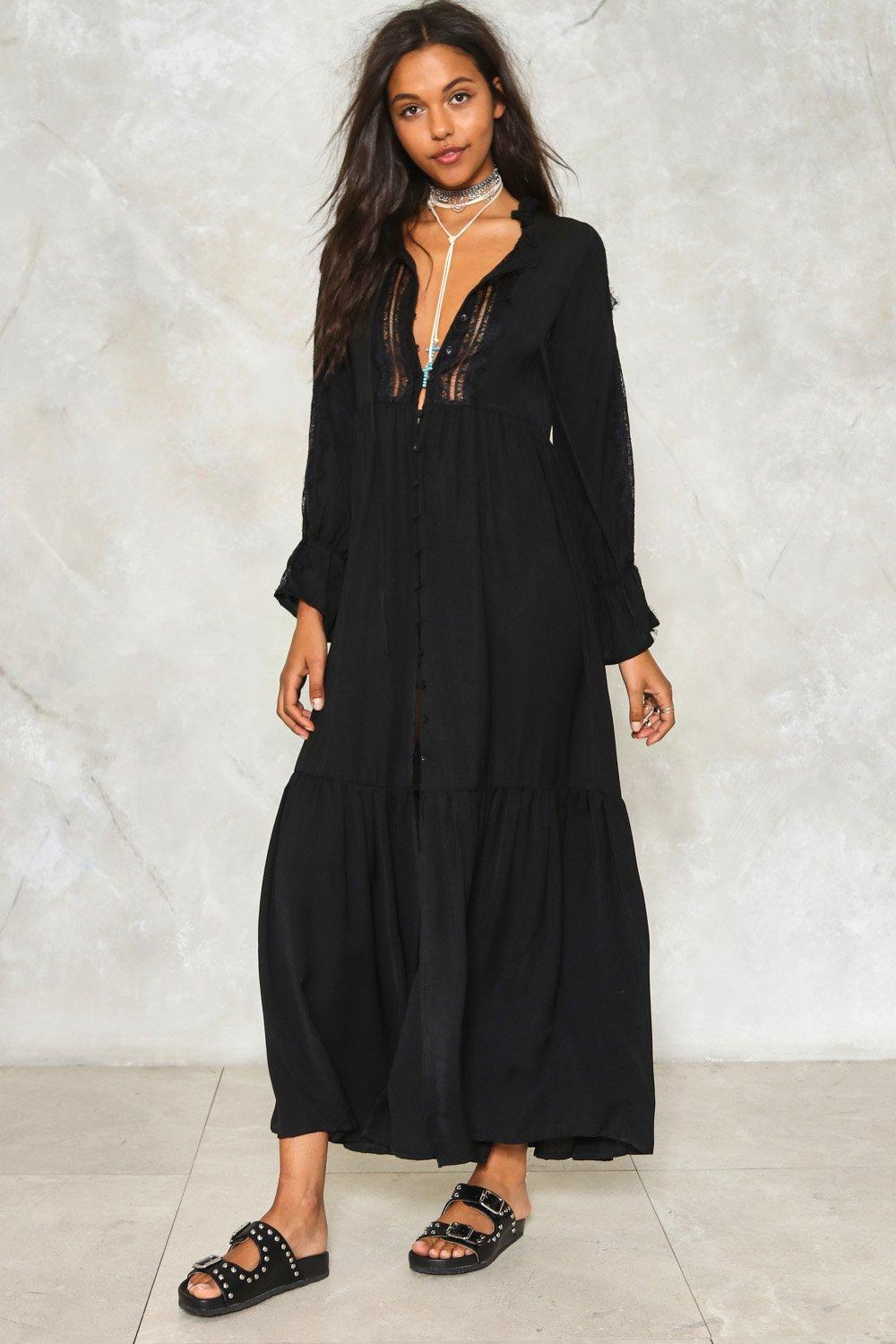 long maxi button up dress