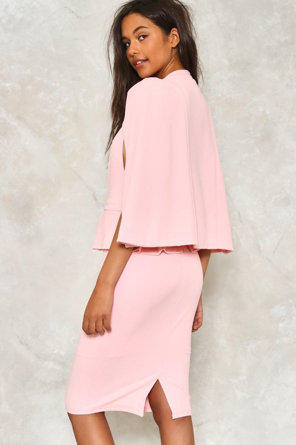 pink cape dress