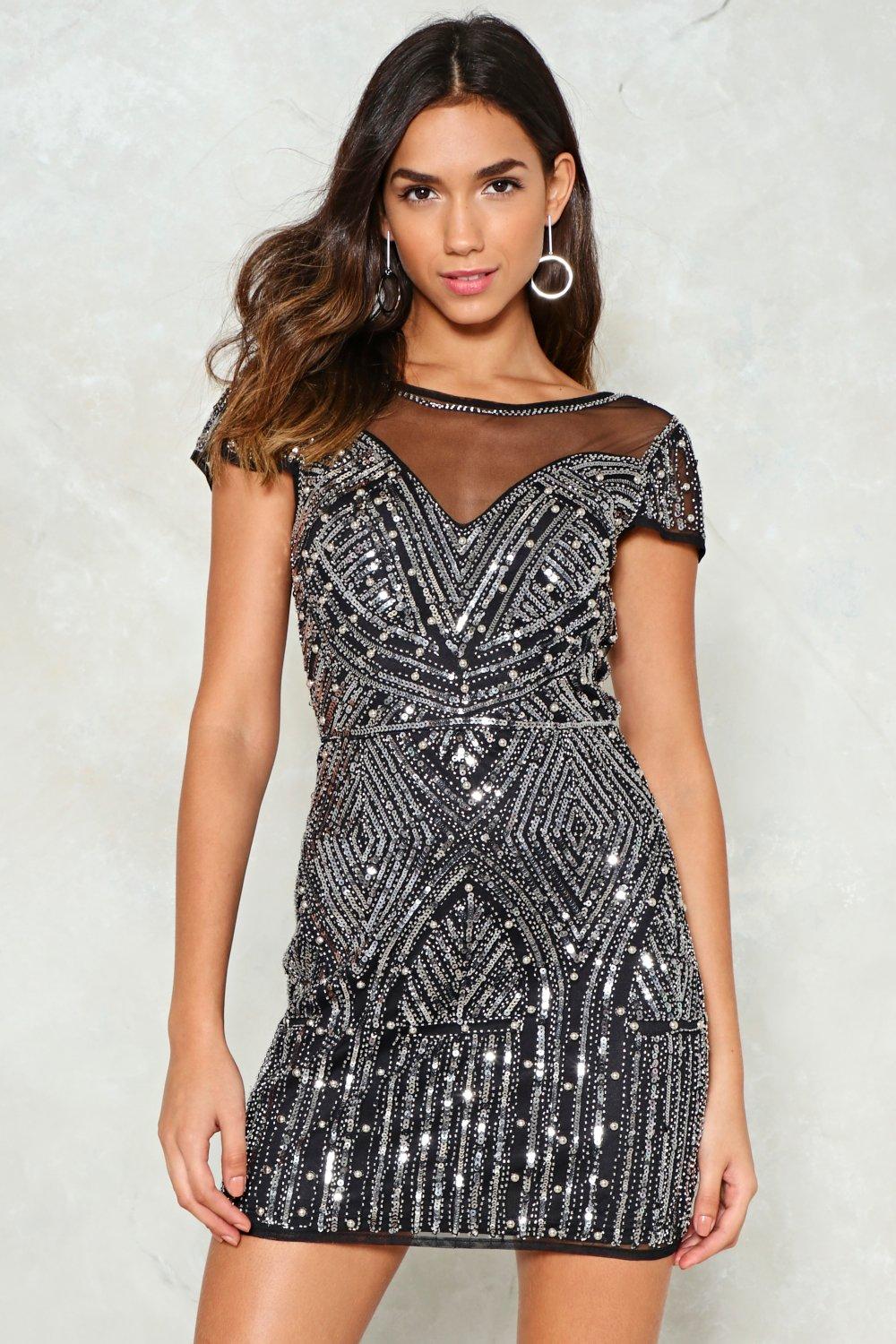 sheer mesh sequin dress