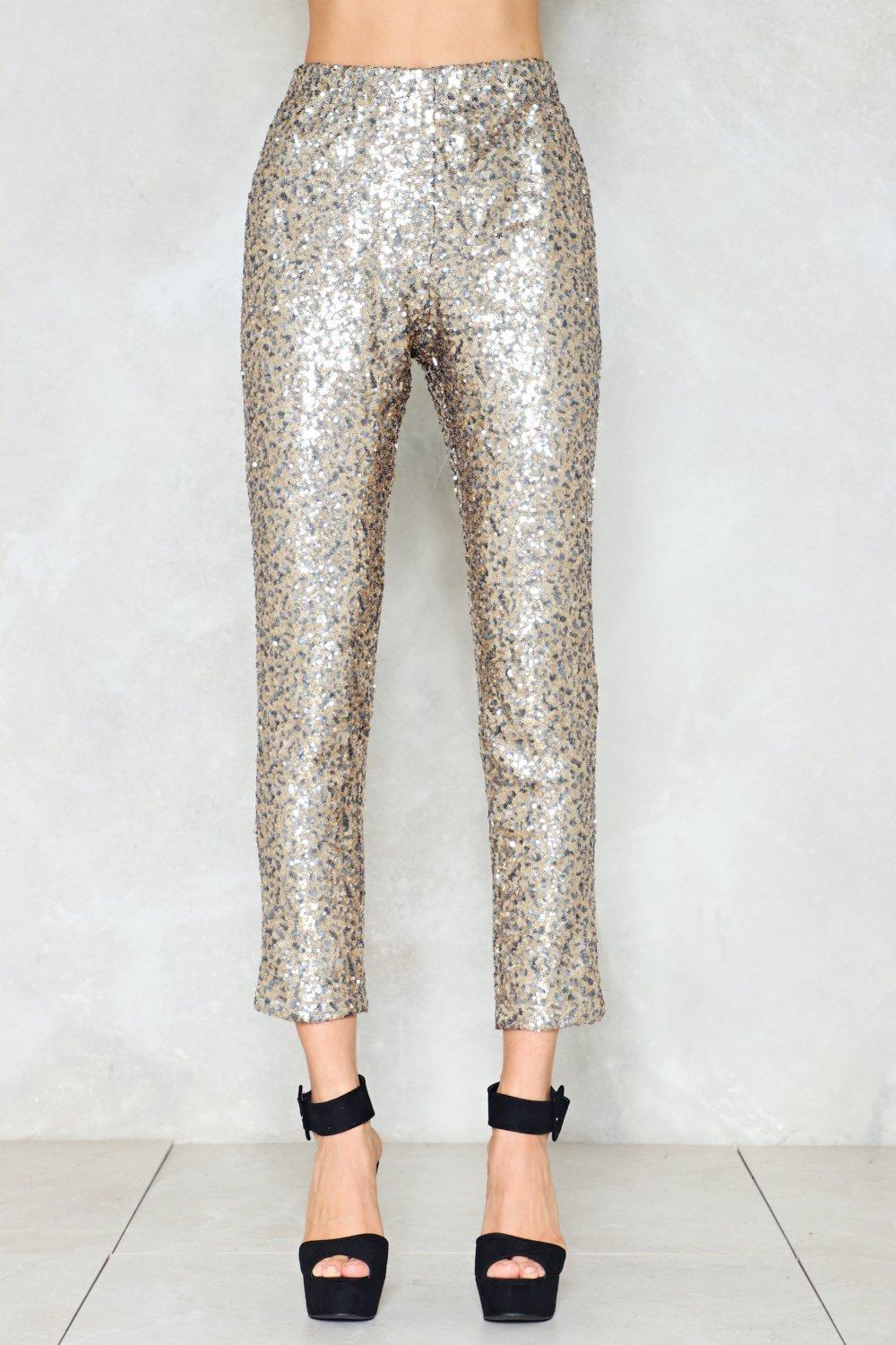 gold sequin pantsuit