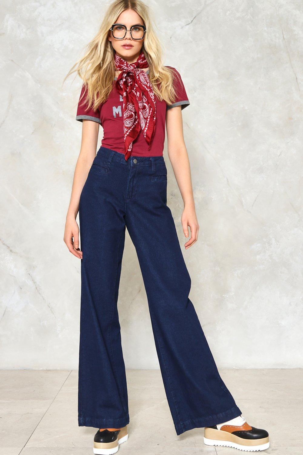 dark denim wide leg jeans