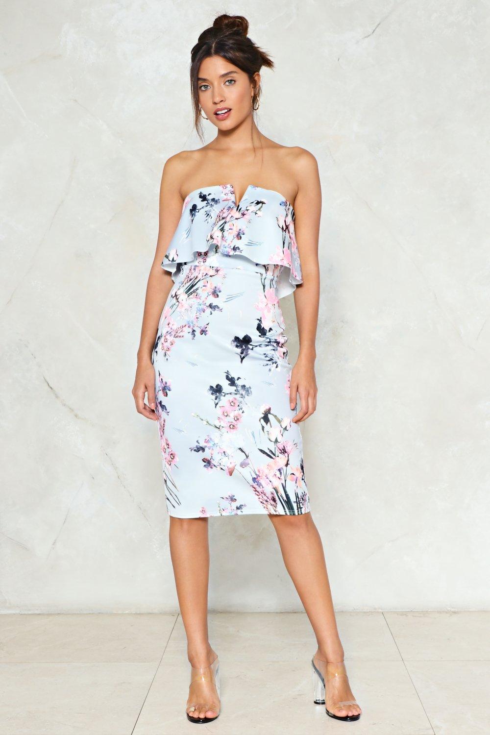 floral fitted midi dress