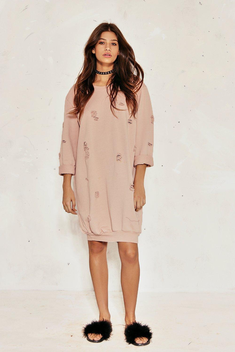 distressed hoodie dress