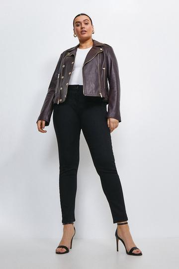 Black Plus Size Tailored Mid Rise Skinny Jeans