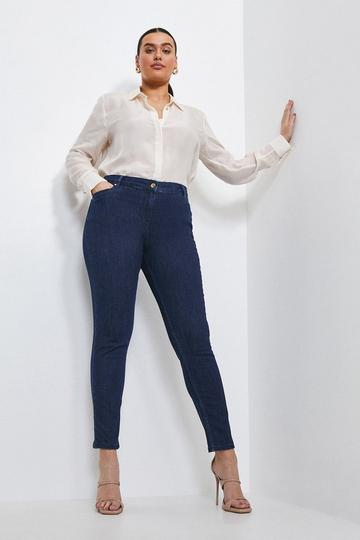 Plus Size Tailored Mid Rise Skinny Jeans indigo