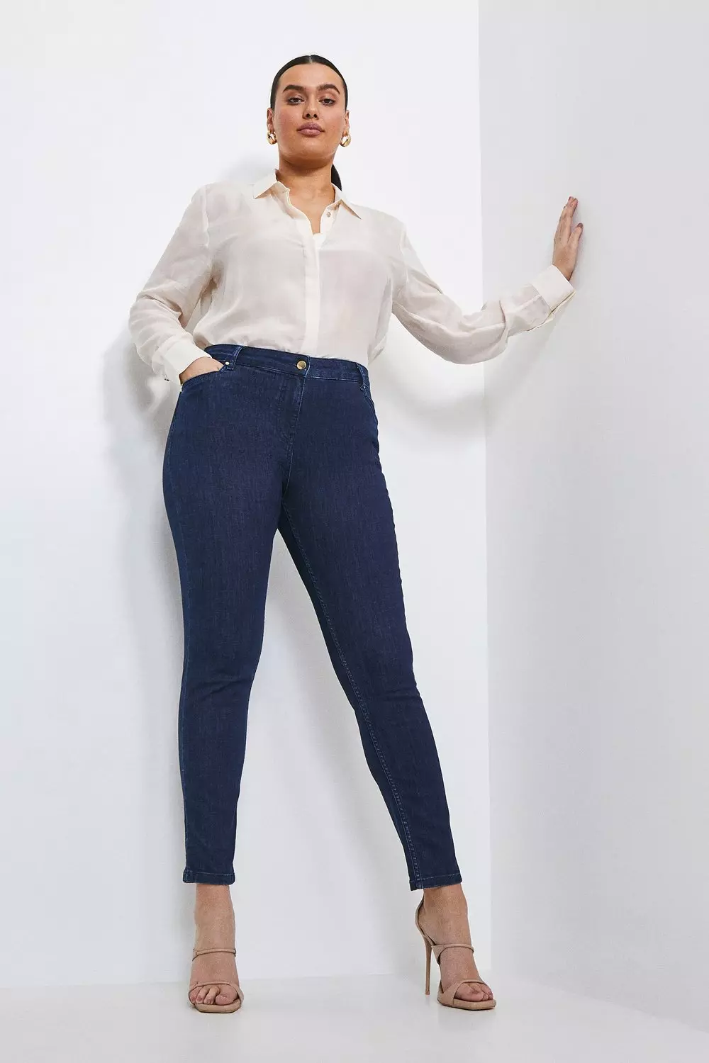 Plus Size Tailored Mid Rise Skinny Jeans Karen Millen