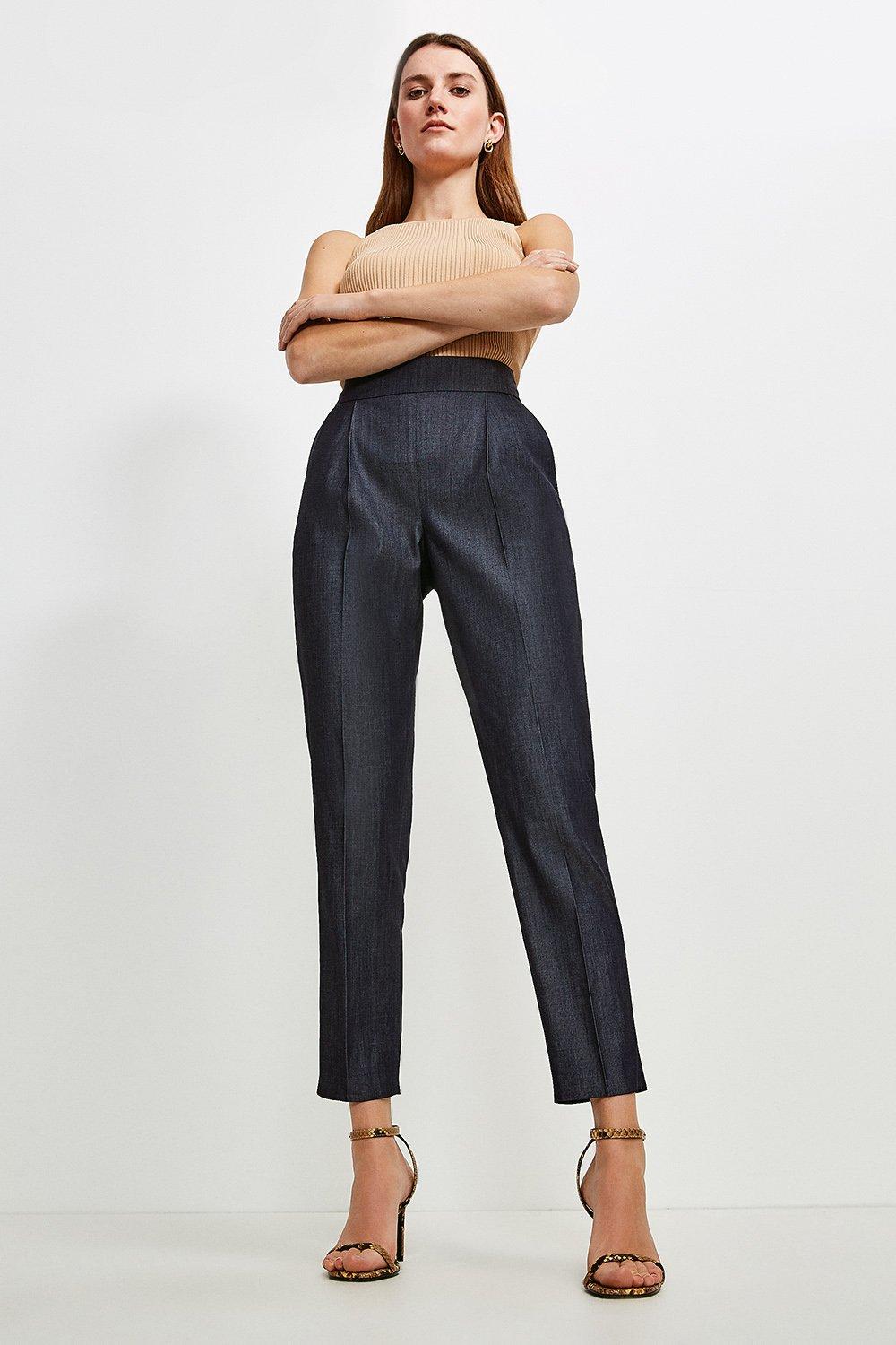 high waist slim leg trousers