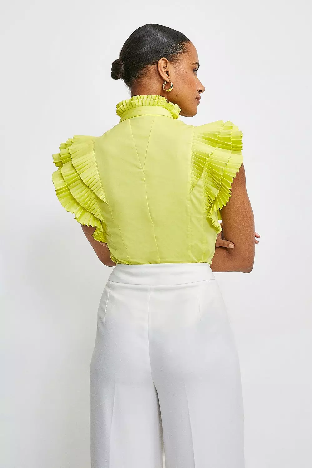 Sleeveless Pleated Ruffle Blouse | Karen Millen