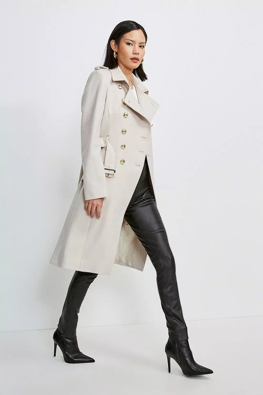 Cream wool trench on sale coat