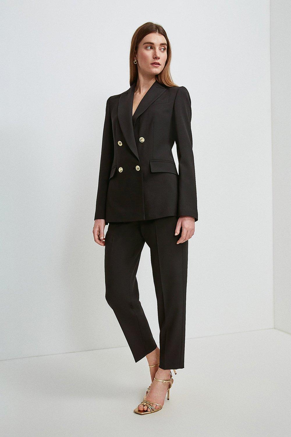 Polished Stretch Wool Blend Military Blazer | Karen Millen