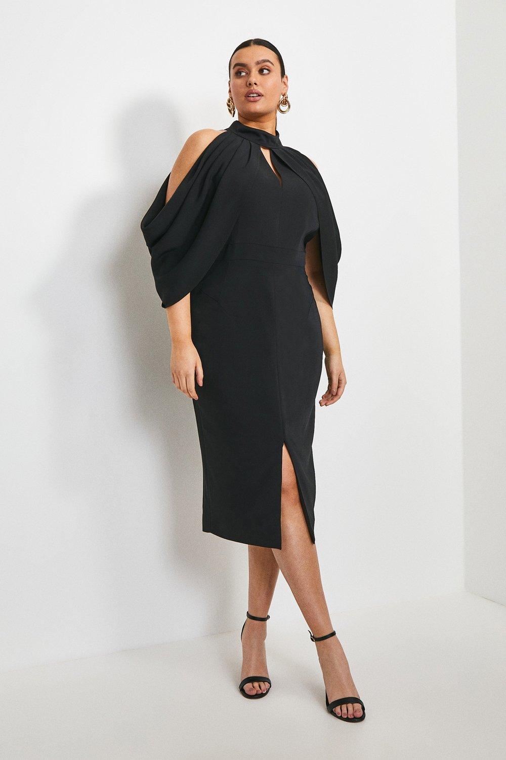 Cold shoulder black store dress plus size