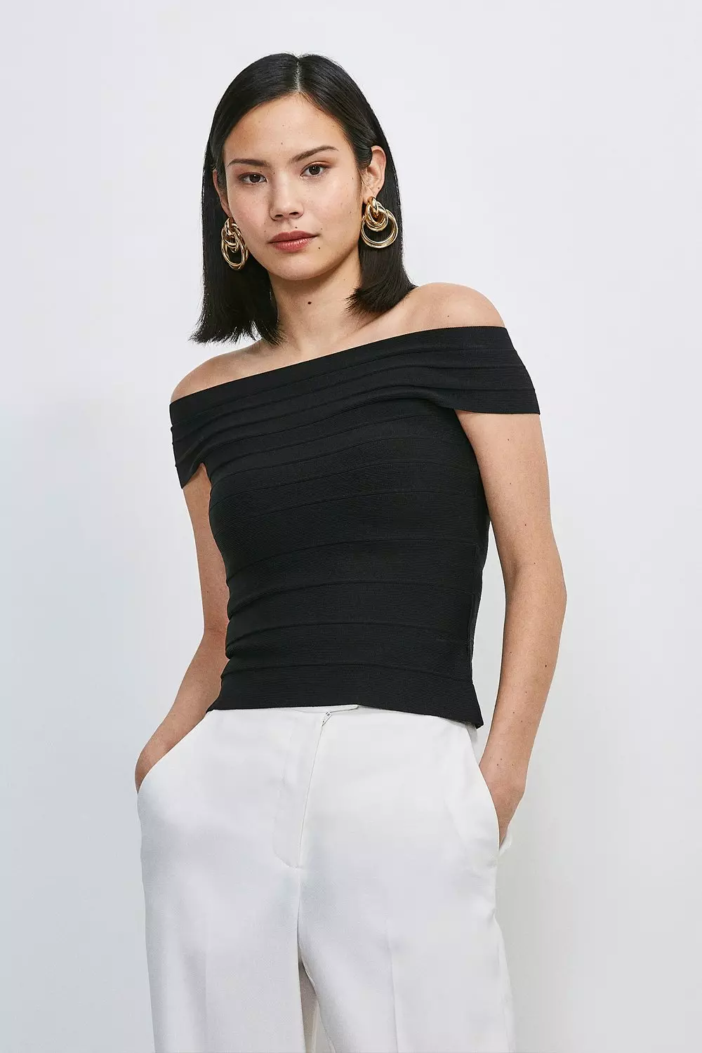 Karen millen black store bardot top