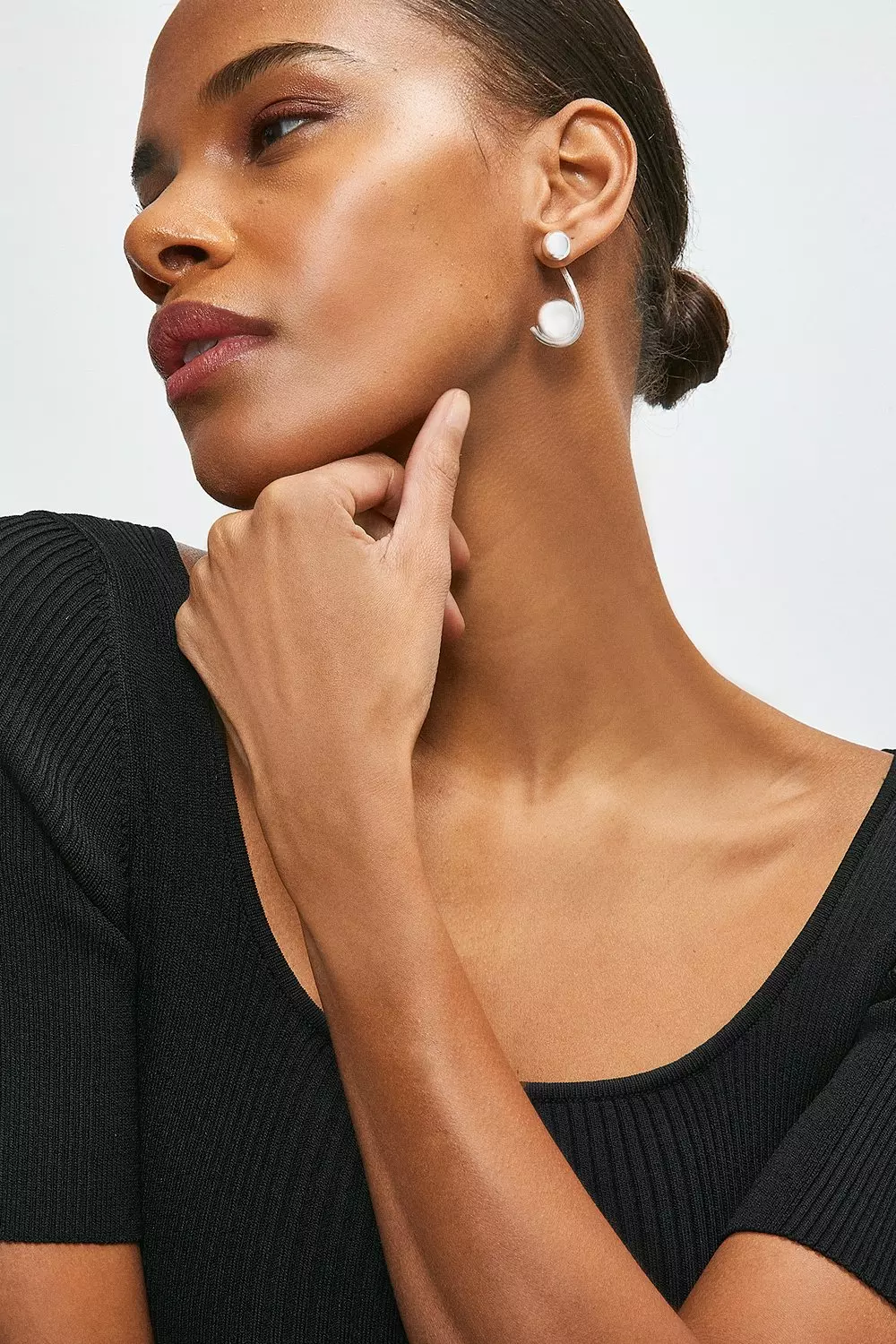 Silver Plated Drop Stud Earring Karen Millen