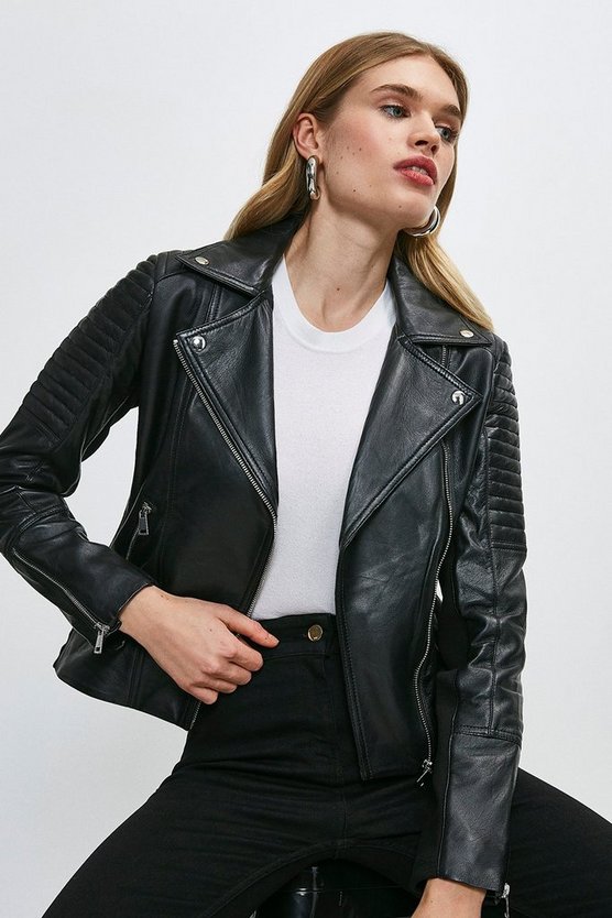 Essential Leather Jacket | Karen Millen