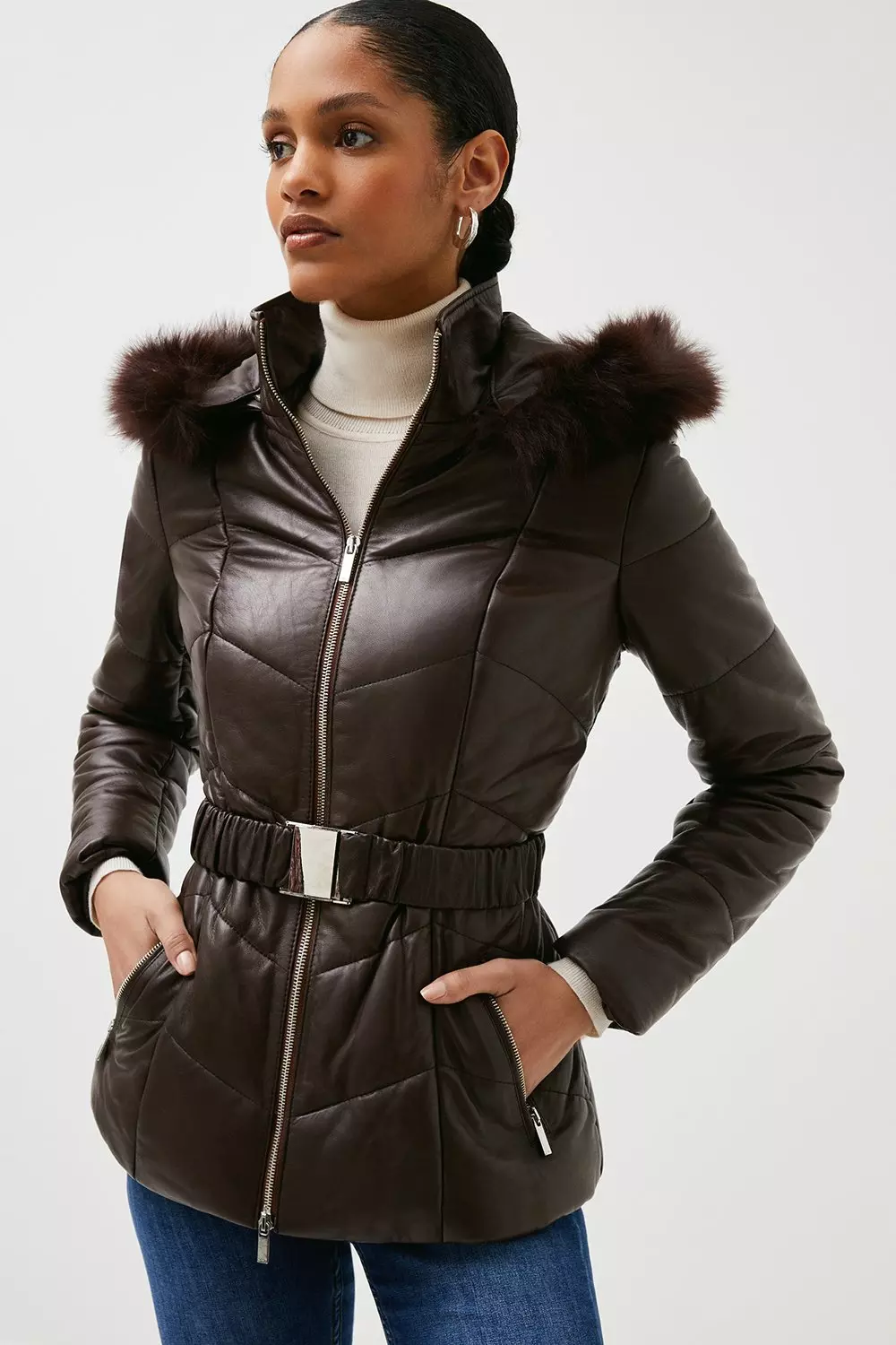 Karen millen clearance quilted leather jacket