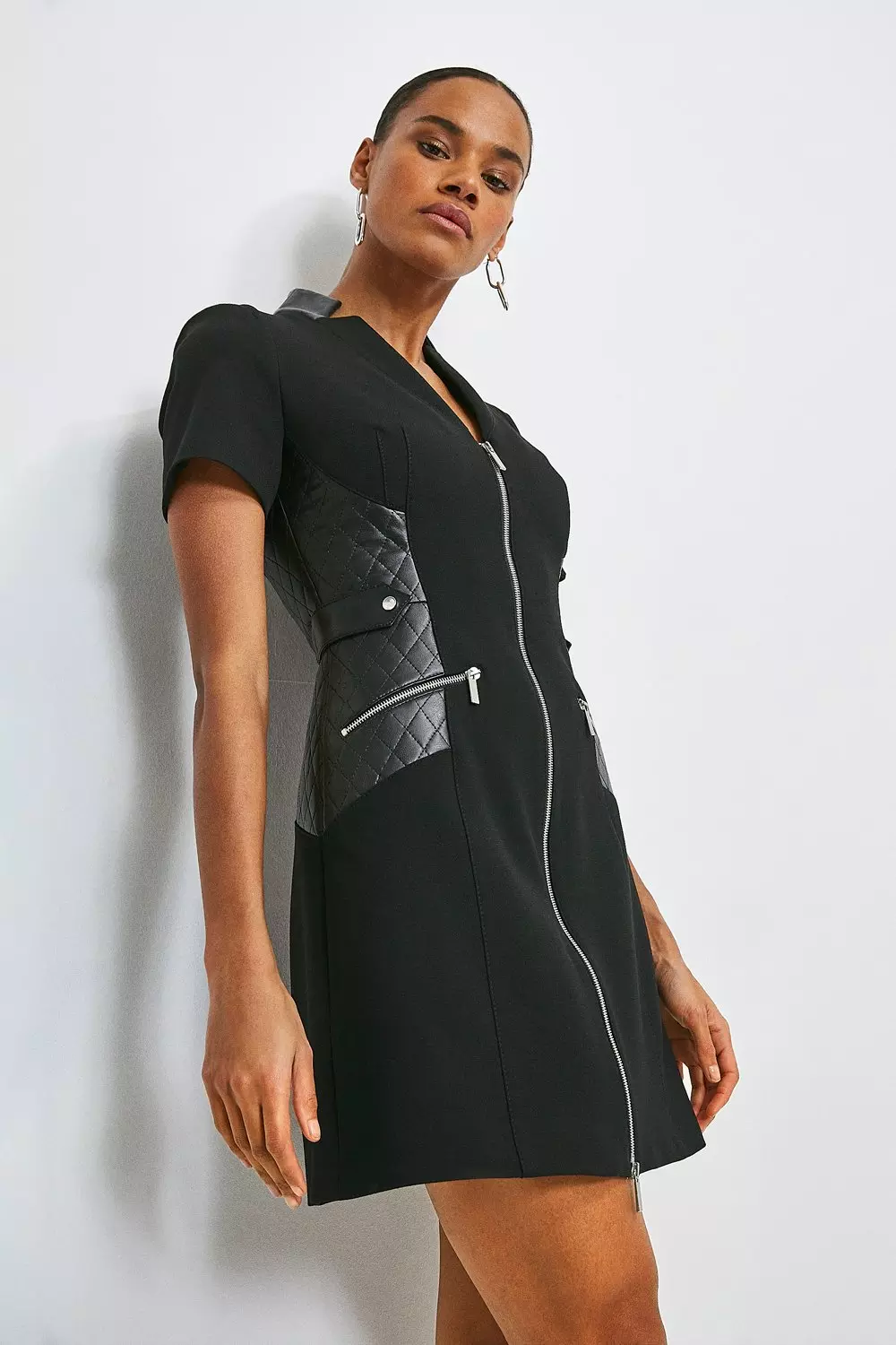 Forever Faux Leather A Line Dress Karen Millen