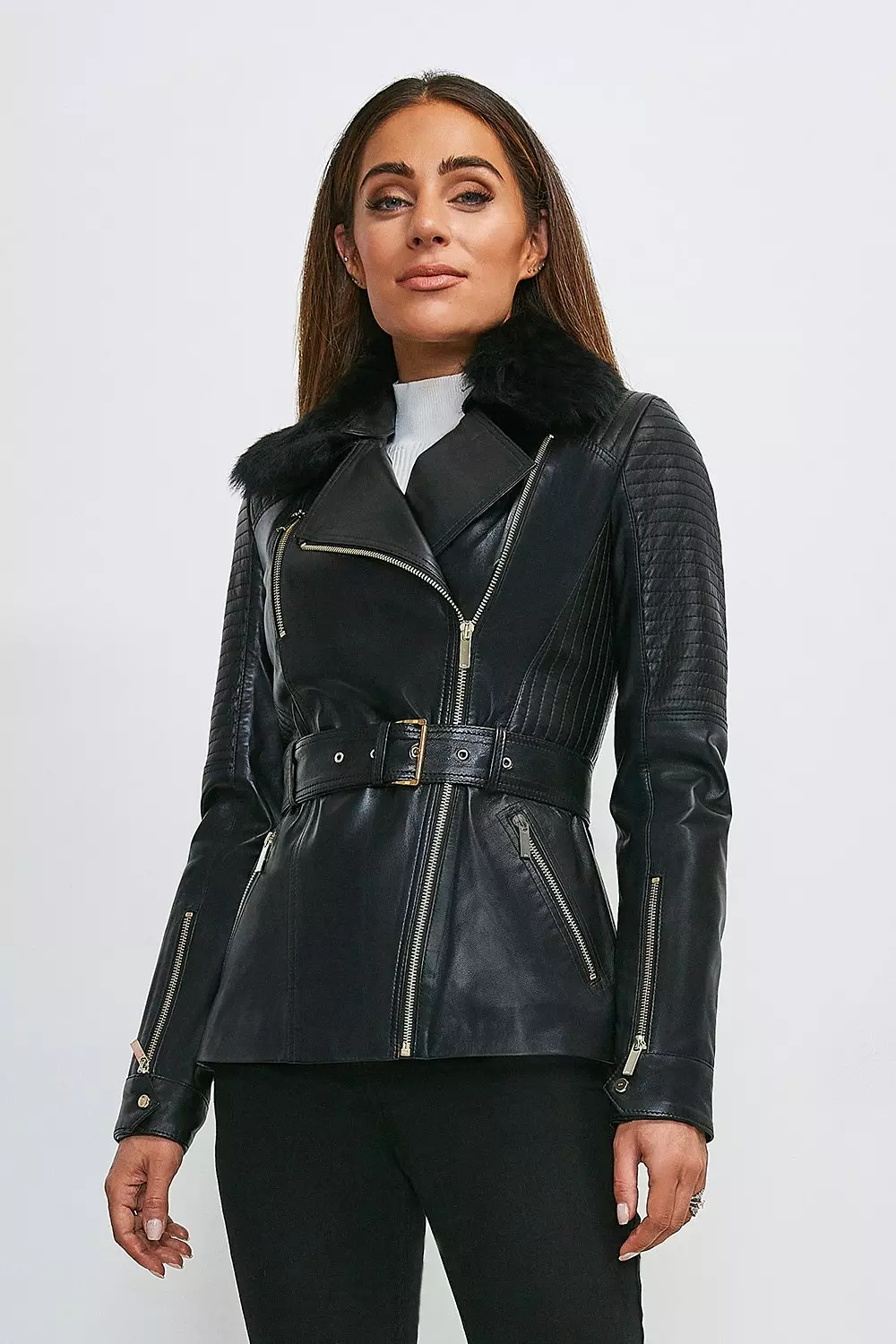 Karen millen black biker hot sale jacket