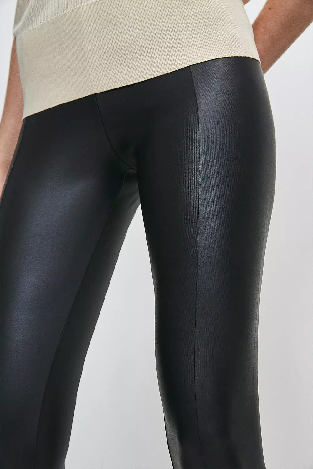 Seam Detail Faux Leather Legging | Karen Millen