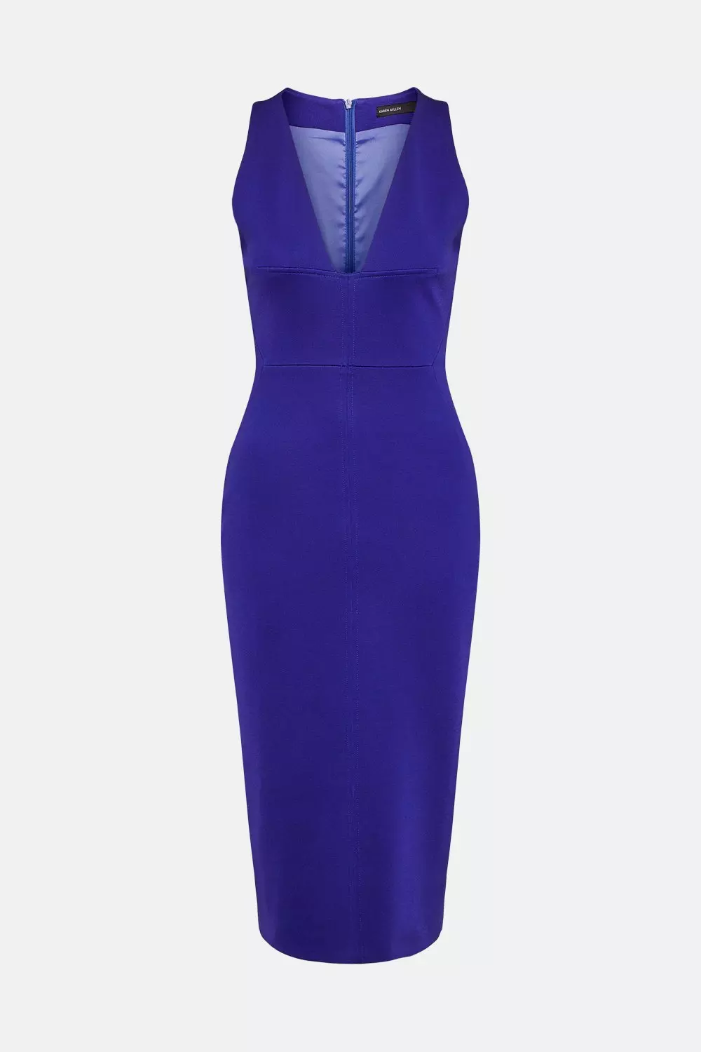 Italian Structured Jersey Plunge Neck Dress | Karen Millen