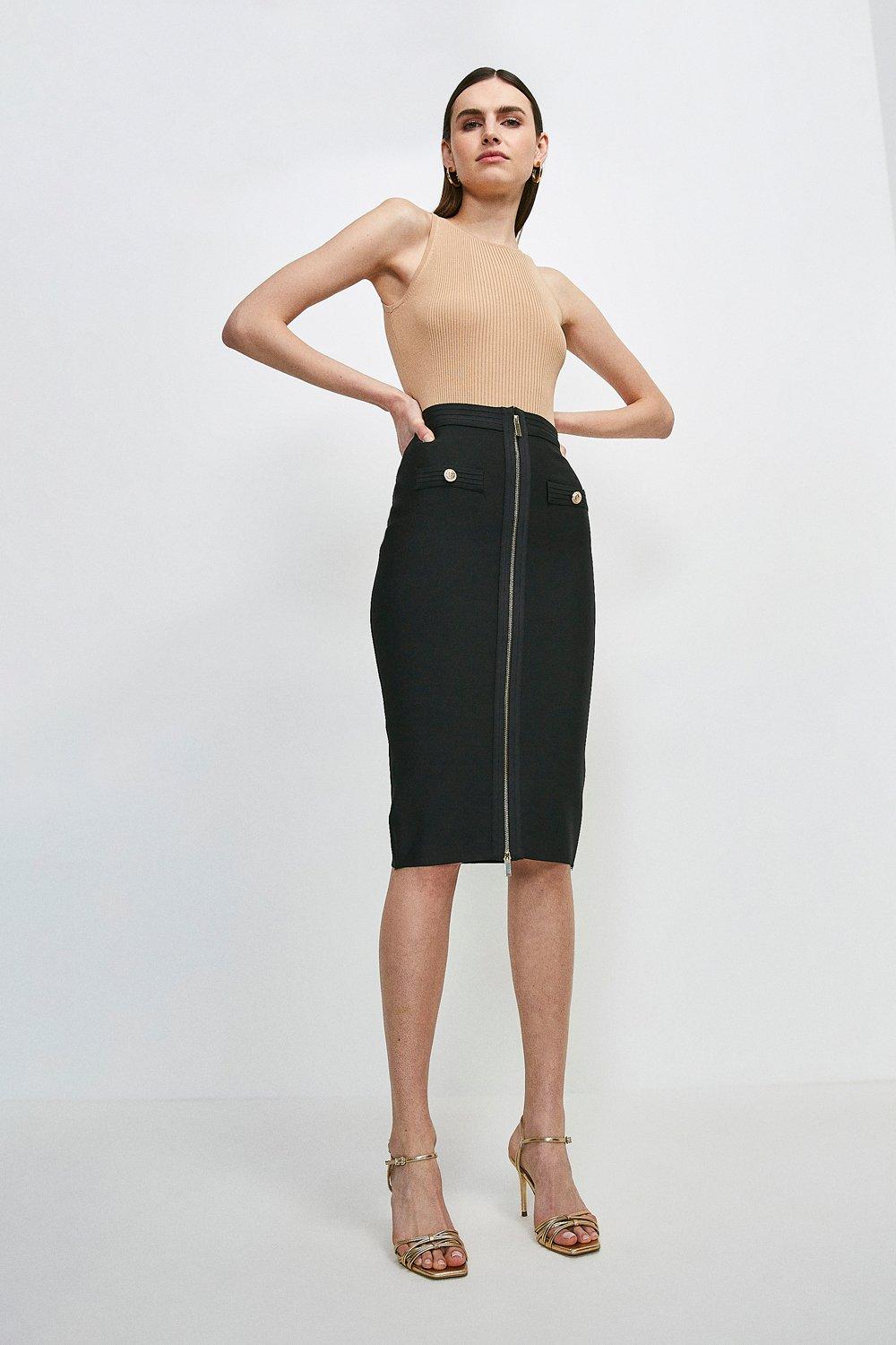 Karen millen hot sale black pencil skirt